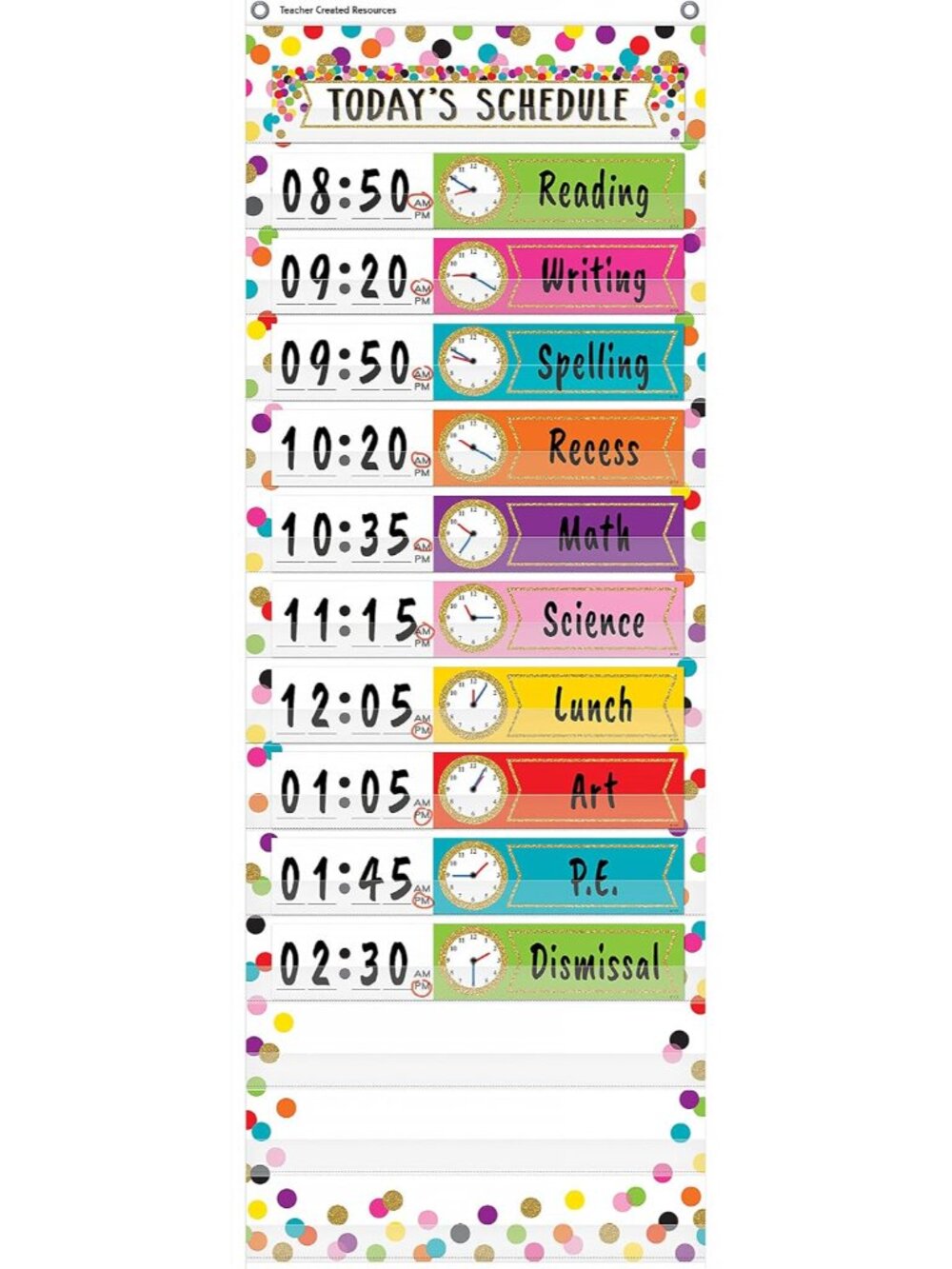 Confetti 14 Pocket Daily Schedule Pocket Chart 13" x 34"